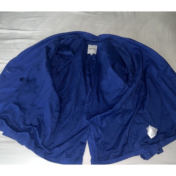 Madewell Double-Breasted Crossover Oversized Blazer Linen Bluestone Large NL227 - Picture 11 of 15